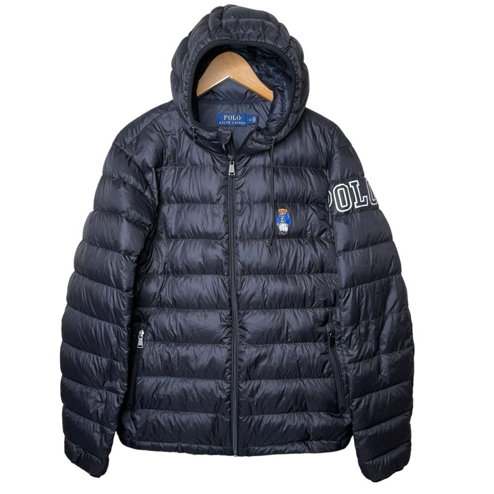 Polo Ralph Lauren Polo Ski Bear Down Puffer Jacket Mens Medium Black Hooded